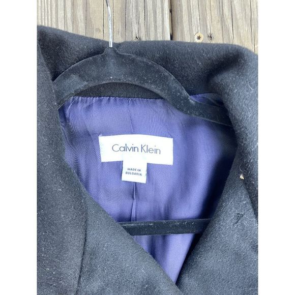 Calvin Klein Cashmere Wool Black Pea Coat Jacket EUC- Size 6, MSRP $300 - Picture 3 of 12